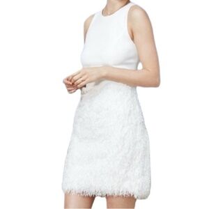 AMSALE Zola Eyelash White Fringe Cocktail Courthouse Dress Size 12 NWOT